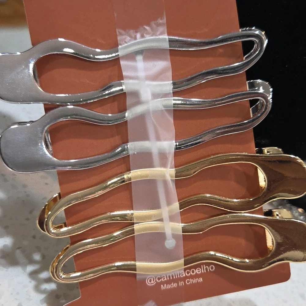 💛▪️Camila Coelho ▪️Elegant Gold and Silver Set Of 4 Metal Large  Hair Clips
